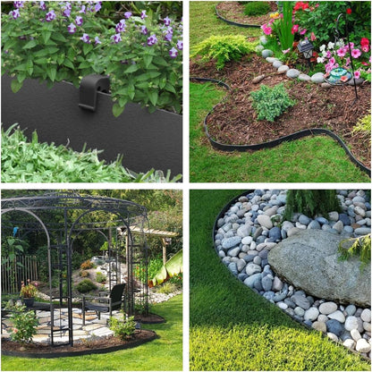 Black Plastic Garden Landscape Edging, 5” Tall Border Coil, Flexible and Strengthened with Anti-UV