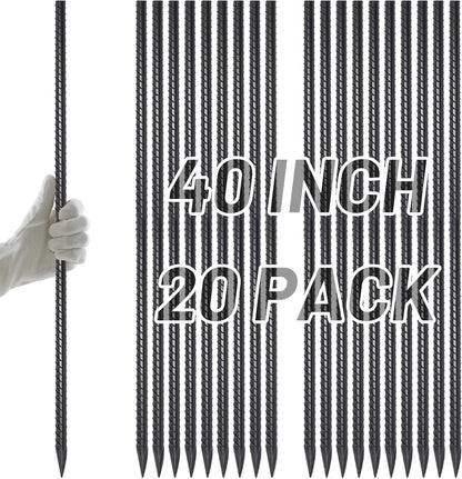 AAGUT 40" Rebar Stakes 20 pcs, Heavy Duty 1/2" Landscpe Timber Spikes Concrete Forming Stakes