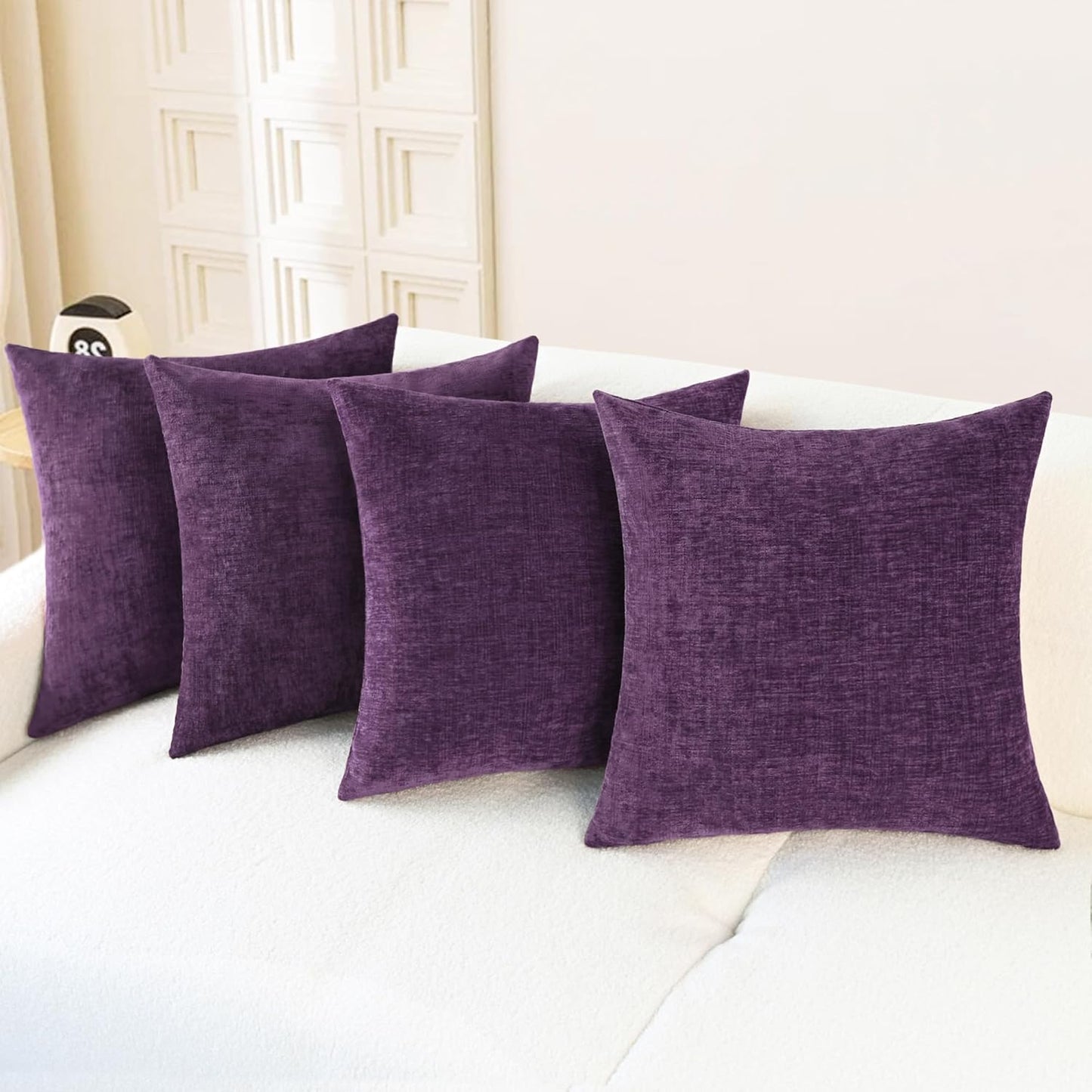 CaliTime Throw Pillow Covers Decorative 18 X 18 Inches Pack of 4 Cozy Chenille Cushion Cases for