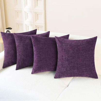 CaliTime Throw Pillow Covers Decorative 18 X 18 Inches Pack of 4 Cozy Chenille Cushion Cases for