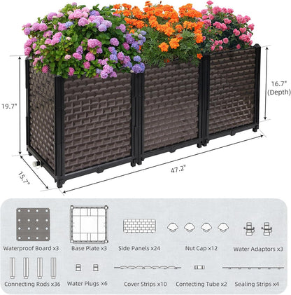 Large Planters for Outdoor Plants - Deepened 20" H, Raised Beds for Gardening Self Watering