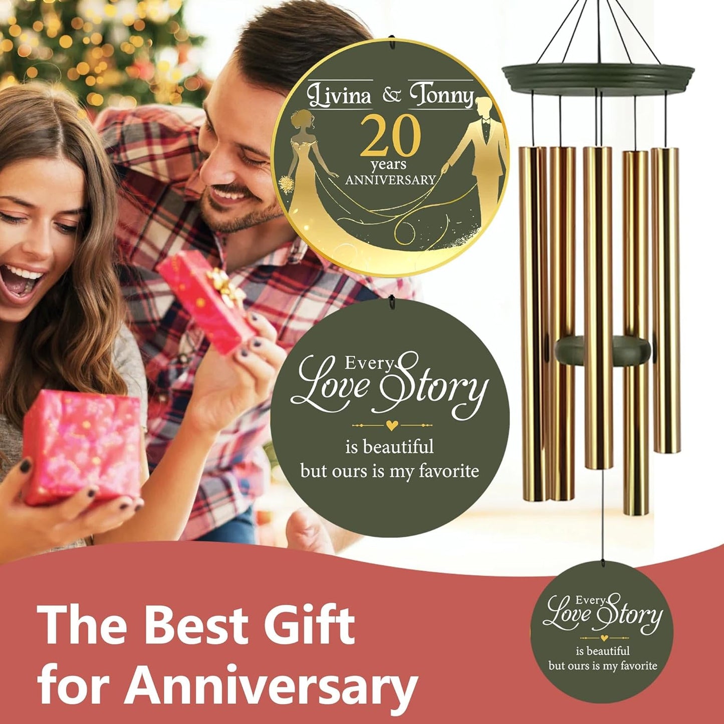 ASTARIN Wedding Memory Day Gifts Wind Chimes Customized, Personalized Wind Chimes 2025, for Couple