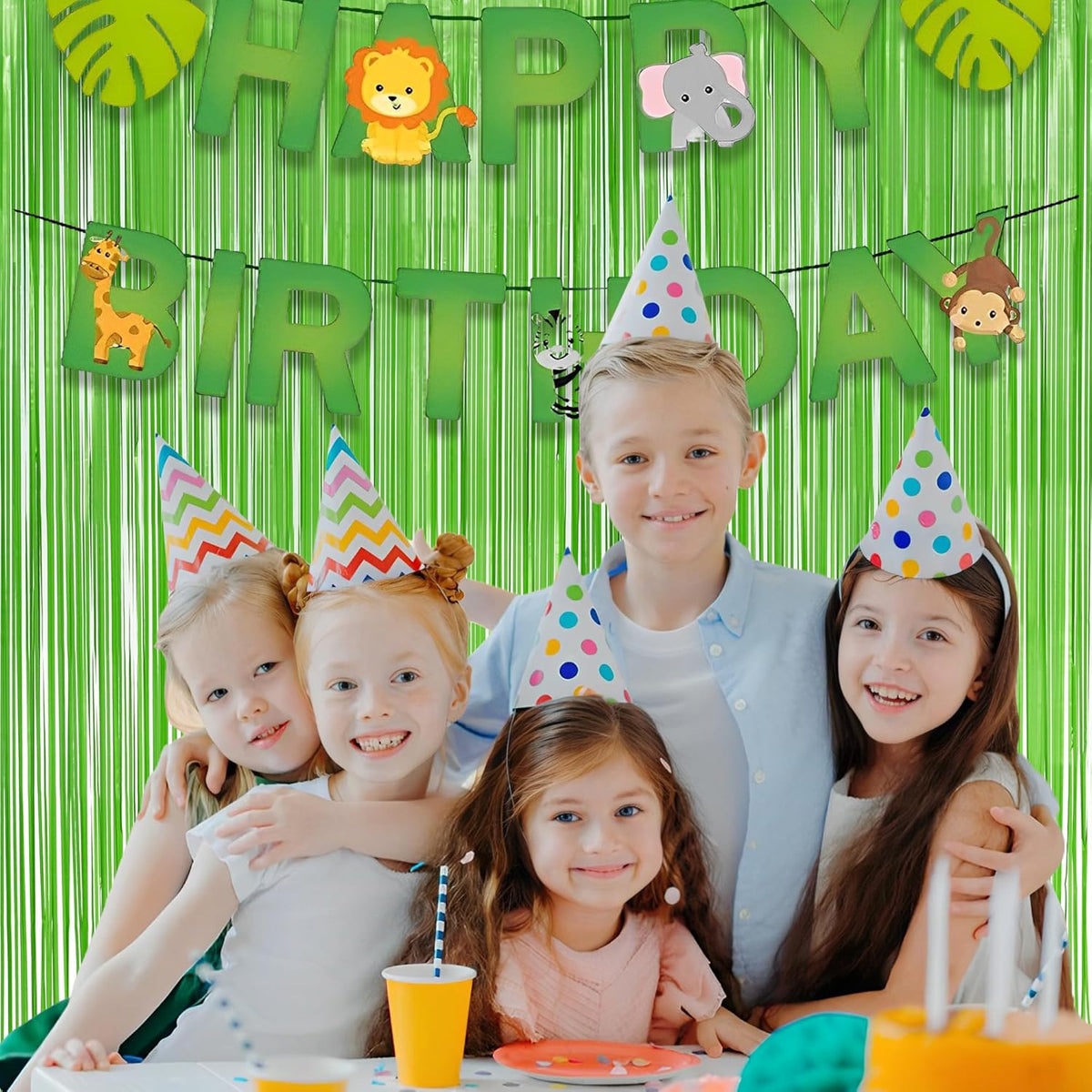 Lime Green Streamers Party Backdrop - GREATRIL Tinsel Curtain for St Patrick's Day/Frog/Wizard