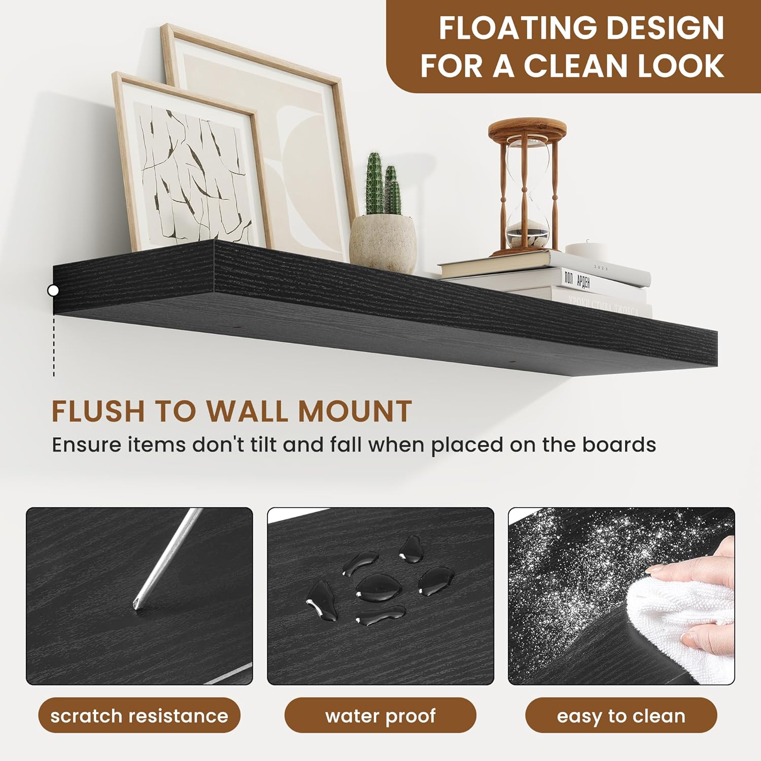 fuqing Floating Shelves for Wall, Bathroom Shelf Wall Mounted for Storage, Shelves with Invisible