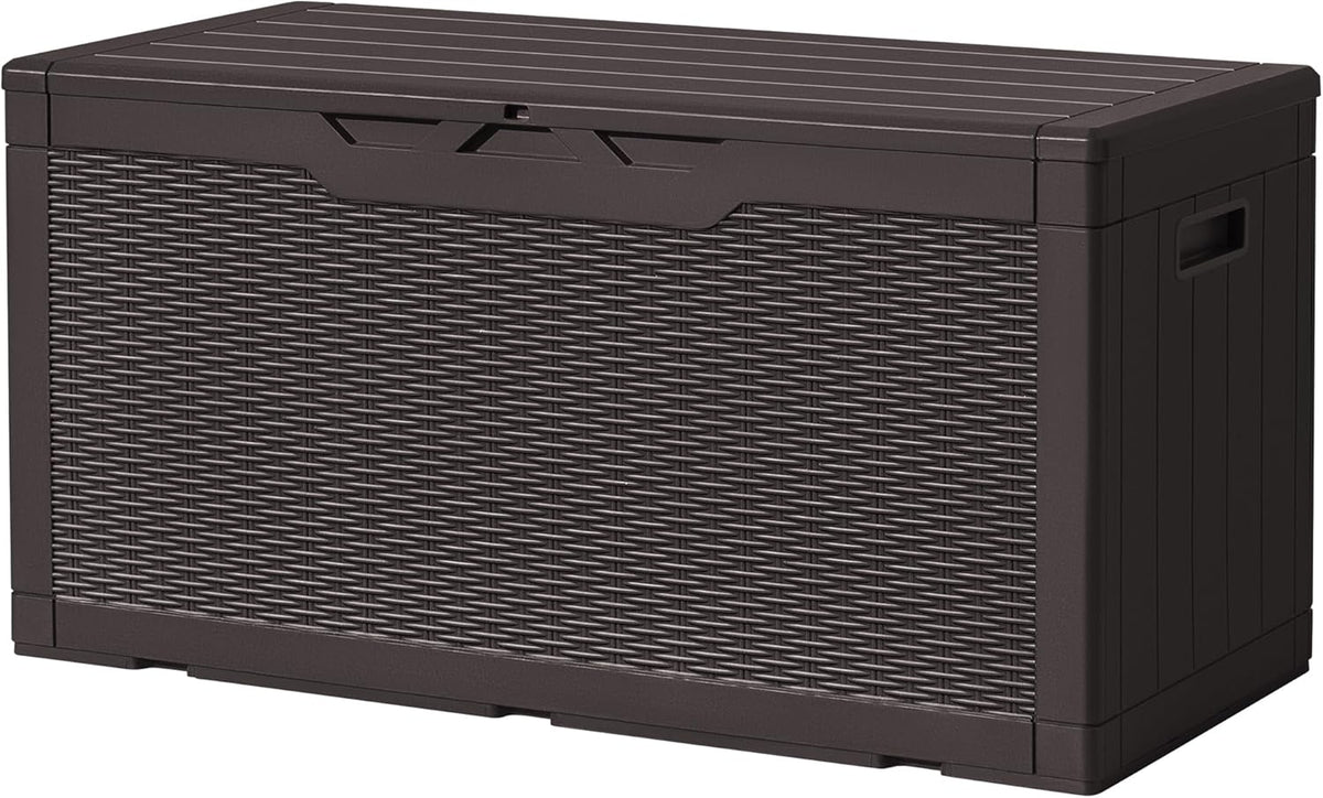 Devoko 97 Gallon Deck Box, Waterproof Resin Outdoor Storage Box for Outside and Patio, Large