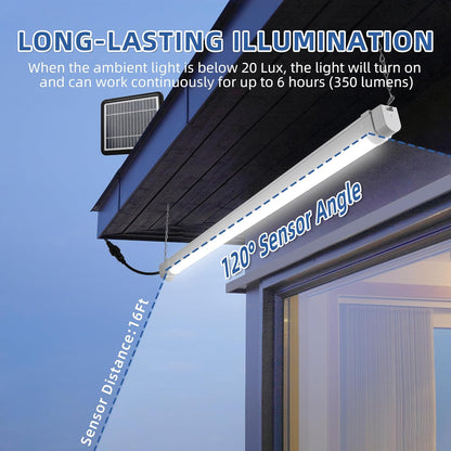hykolity Solar Powered Shop Light with Motion Sensor, 3FT 17W (100-Watt Equivalent),Integrated LED