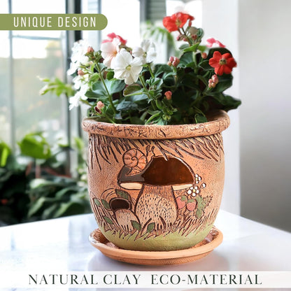 Ceramic Pot with Drainage Hole and Saucer, Plant Pots, Modern Decorative Planters for House Plants