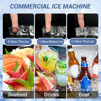 Commercial Ice Maker 600 Lbs/24H Ice Machine Large Capacity Stainless Steel, 182 Ice Trays