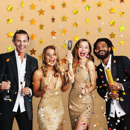 Patelai Glitter Star Garland Banner Decor 130 Feet Star Hanging Bunting Banner Twinkle Backdrop for