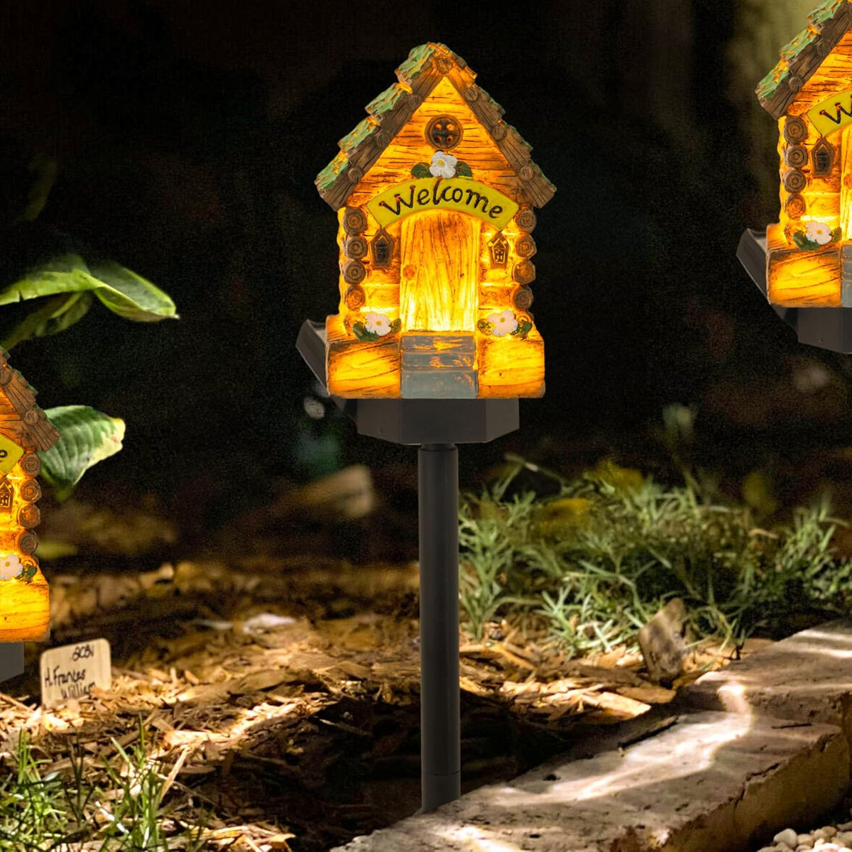 Dazzle Bright Fairy Garden House, 16" Glow in The Dark Cottage with Solar LED Light, Beautiful