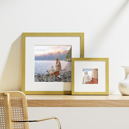 Vittanly 8x8 Picture Frames Set of 9, Shatter Resistant Plexiglass, Display 4x4 Pictures with Mat
