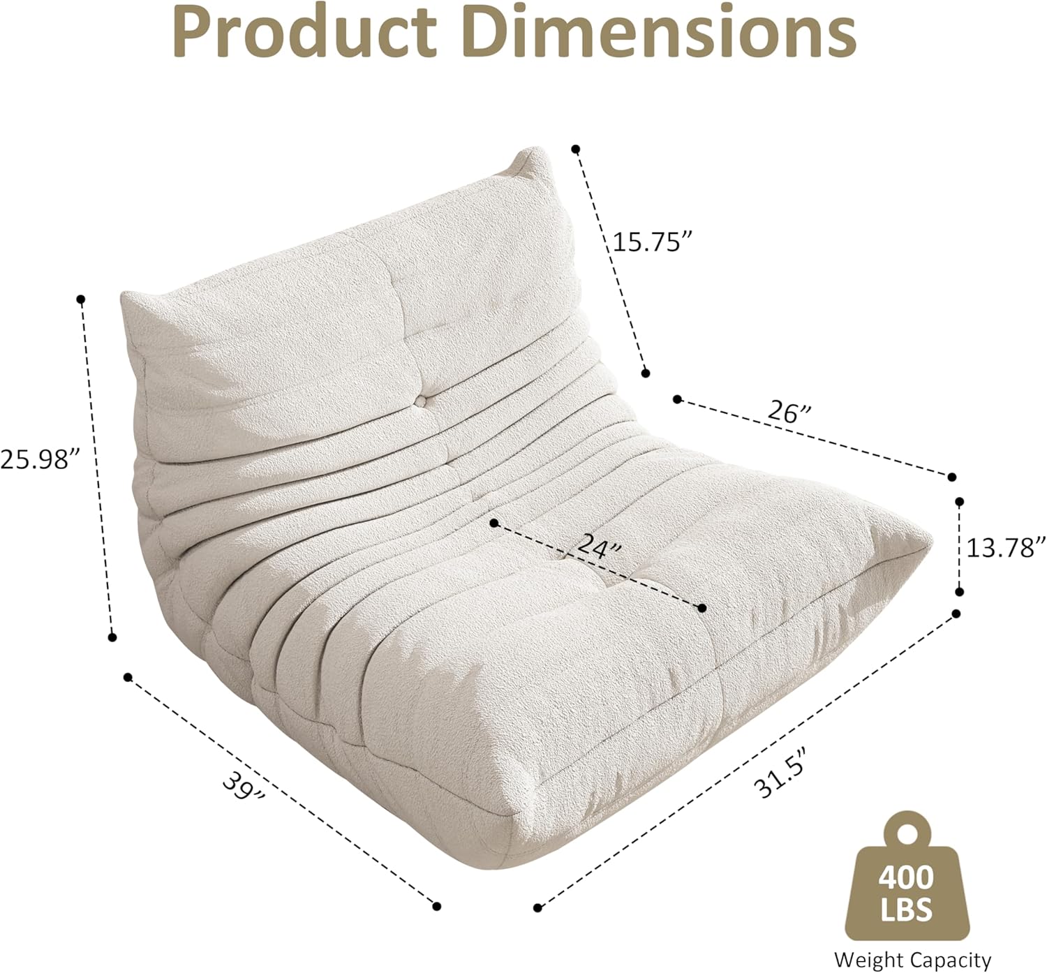 Bean Bag Chair, Oversized Bean Bag Chair for living Room, Fireside Chair for adults with Memory