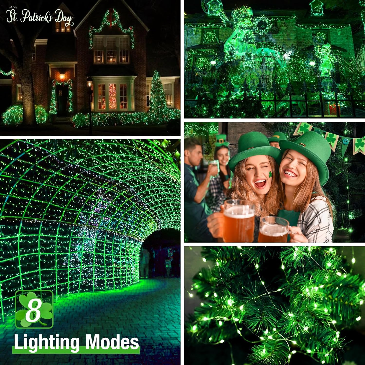 btfarm 4 Pack Solar String Lights Outdoor, 320LED 132FT Halloween Solar Fairy Lights Outside