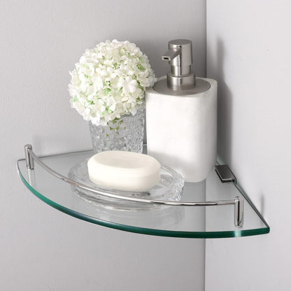 KES Glass Corner Shelf Bathroom Shelf Tempered Glass with Rail SUS 304 Stainless Steel Floating