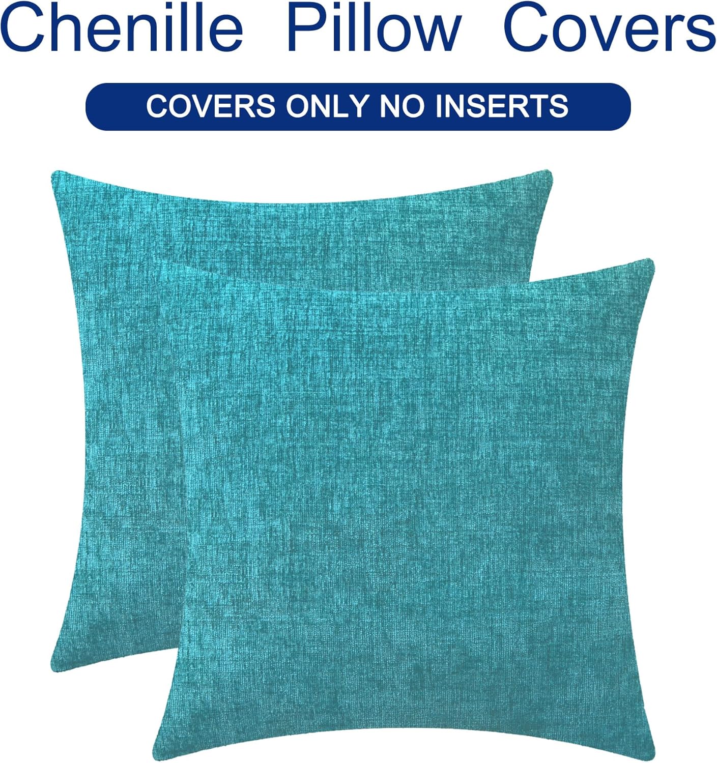 CaliTime Throw Pillow Covers Decorative 22 X 22 Inches Pack of 2 Cozy Chenille Cushion Cases for