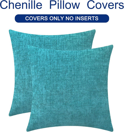CaliTime Throw Pillow Covers Decorative 22 X 22 Inches Pack of 2 Cozy Chenille Cushion Cases for