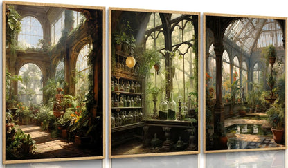 3pcs William Morris Green Plants Canvas Wall Art Medieval Castle Posters Prints Gothictalian
