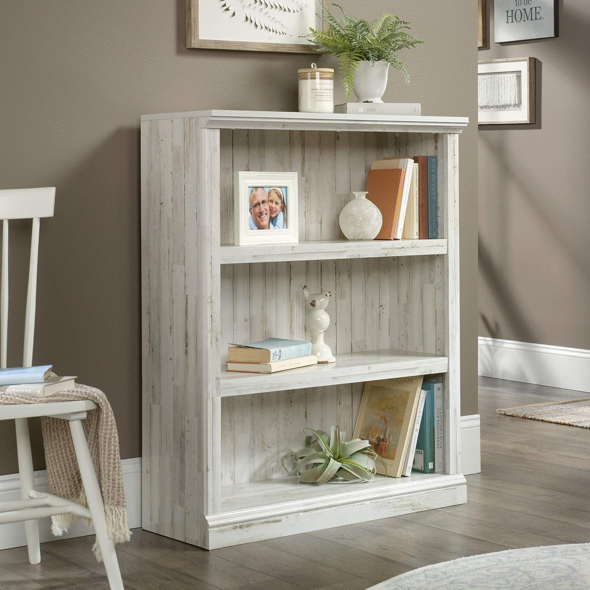 Sauder 3 Tier Book Shelf Wooden Bookcase Multipurpose Bookshelf for Home Office, Living Room, in