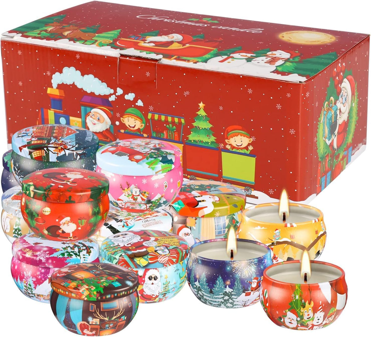 16pcs Christmas Scented Candles Set, 2.5oz Aromatherapy Candles Gift for Women, 16 Fragrances Soy