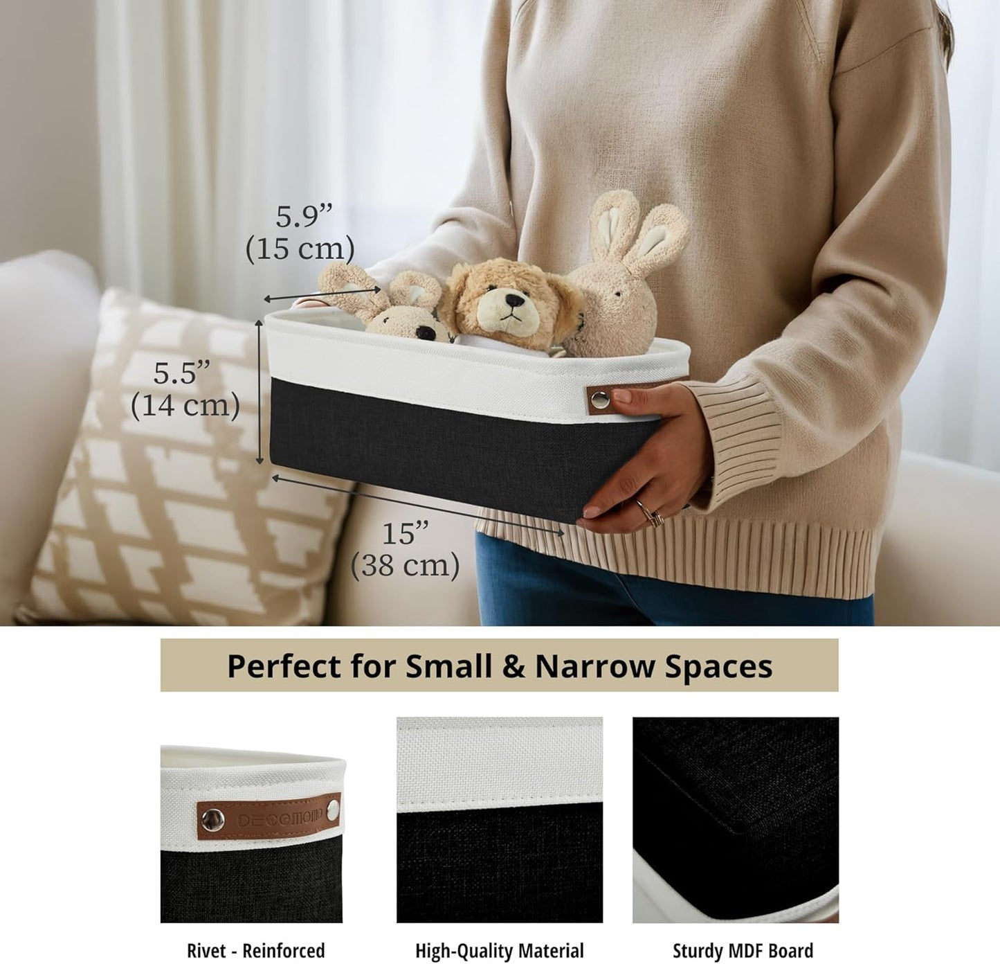DECOMOMO Narrow Storage Bins Small Baskets for Organizing Bathroom, Toilet Tank, Towel Storage