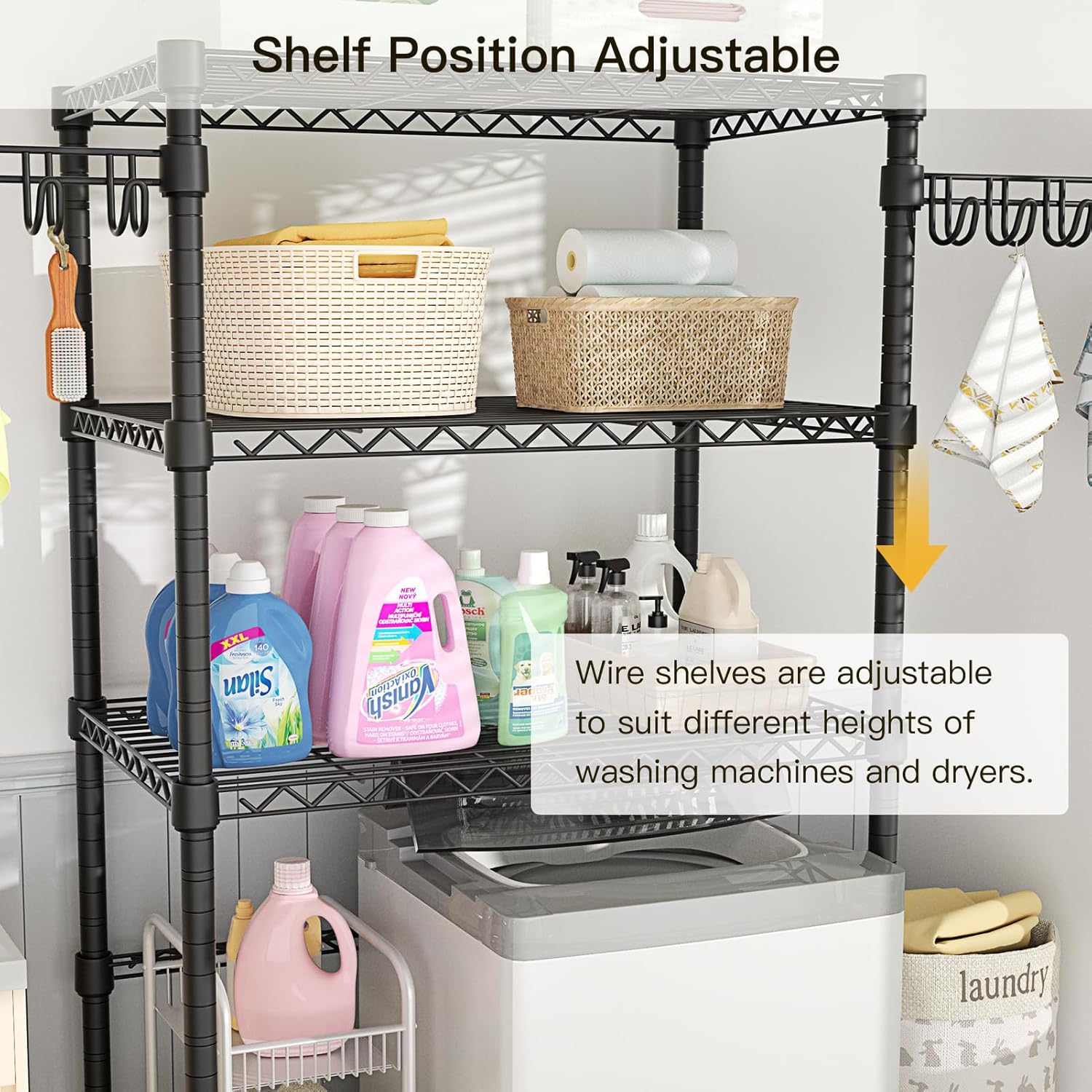 Ulif U8 Laundry Room Storage Organizer, Over The Washer and Dryer Storage Shelves for Laundry