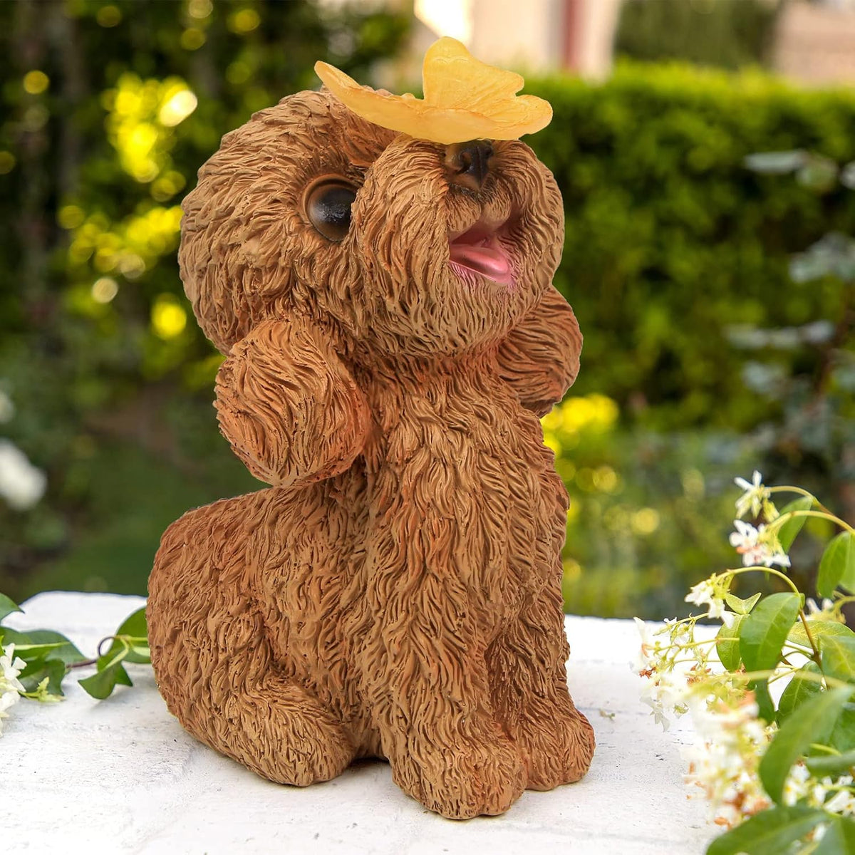 Dog Statues Outdoor Decor, Solar Lights Outdoor Statue Garden Decorations Solar Dog Ornaments for