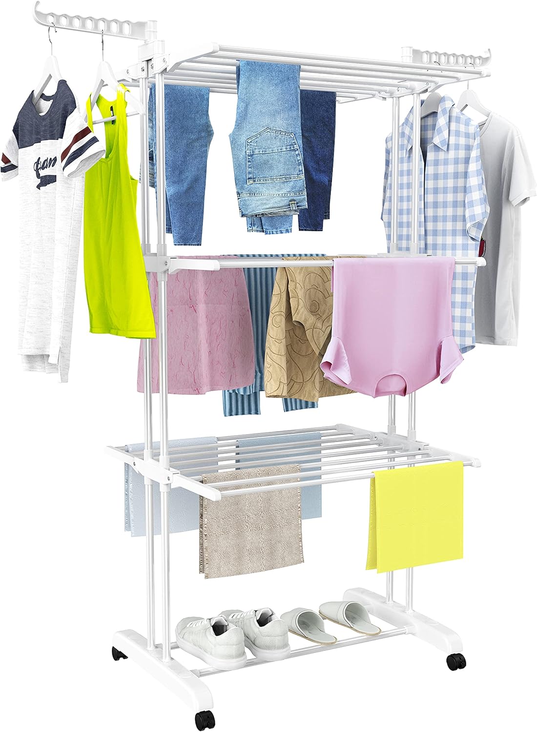 HOMIDEC Clothes Drying Rack, Large 4-Tier Foldable Drying Rack Clothing(67.7H x 19.7W x 30L