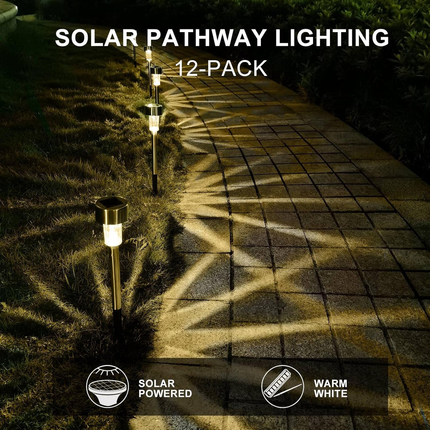 Solar Lights Outdoor Waterproof, Stainless Steel LED Landscape Lighting, Solar Garden Lights Solar