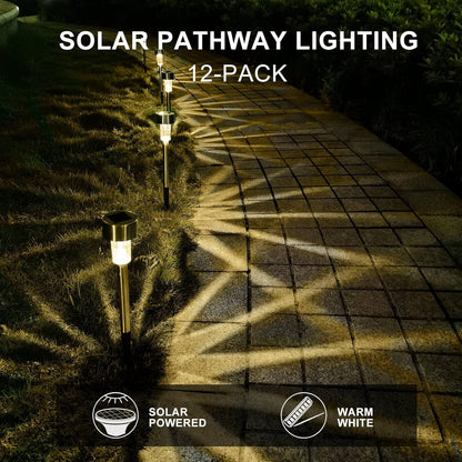 Solar Lights Outdoor Waterproof, Stainless Steel LED Landscape Lighting, Solar Garden Lights Solar