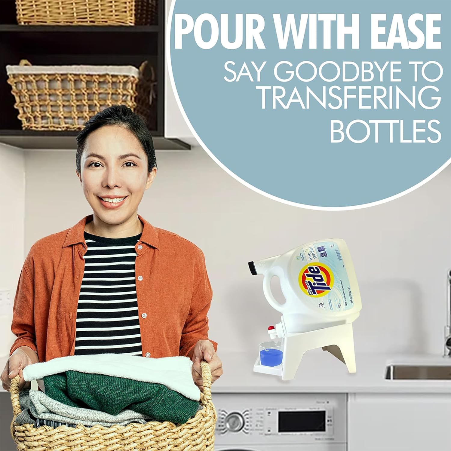 TidyFriend 3 Pack Laundry Detergent Dispenser with Tray & Strap, Laundry Soap Dispenser with