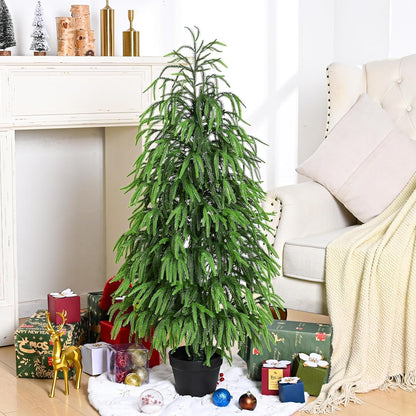 Artificial Norfolk Pine Tree, 4 ft Realistic Christmas Tree, Fake Potted Plants for Front Porch
