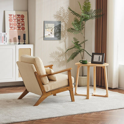 Karl home Accent Chair Wide Armrest Mid-Century Lounge Chair Teddy Fleece Armchair with Lumbar