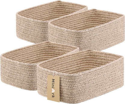 Small Storage Baskets for Organizing | Closet Organizer Bins | Shelf Toy Basket | Woven Rope