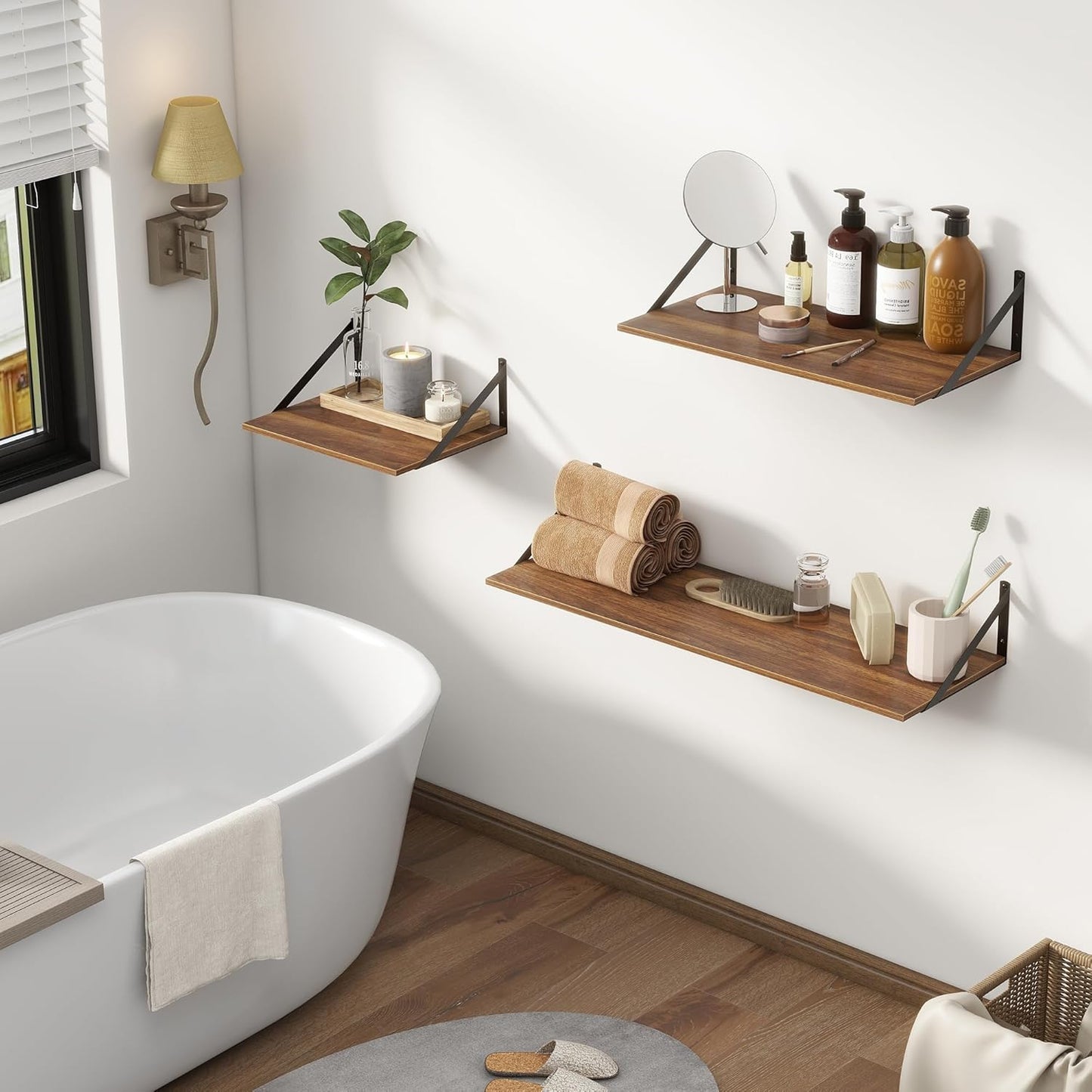 Deep Floating Shelves for Wall, 12 Inch Deep Floating Shelves Set of 2, 16"W x 12"D Wall Shelf