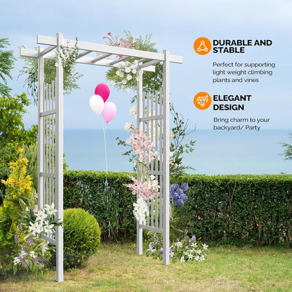 VINGLI Garden Arbor, PVC Wedding Arch for Ceremony Party, Garden Trellis for Climbing Plants