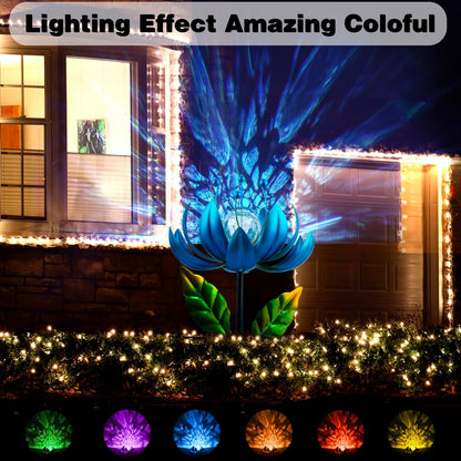 Solar Wind Spinner, 38 Inch Metal Stake Yard Spinners,Solar Powered Multi-Color LED Glass Ball with