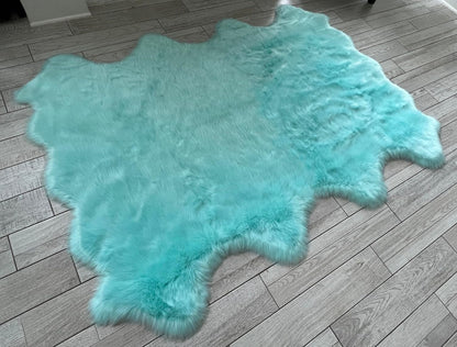LAMBZY Faux Sheepskin Super Soft Hypoallergenic Free Shape Silky Shag Rug, Luxury Shaggy Plush