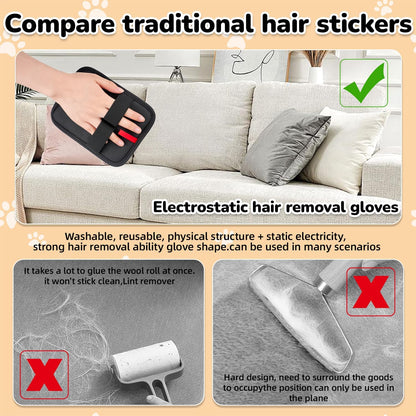 Pet Hair Remover, electrostatic pet Hair Removal Gloves, cat and Dog pet Hair Removal Tools