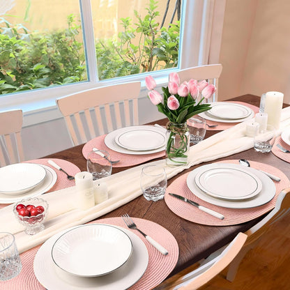 AHHFSMEI Placemats Set of 6 for Dining Table Washable Woven Vinyl Non-Slip 18x12 inches Placemat