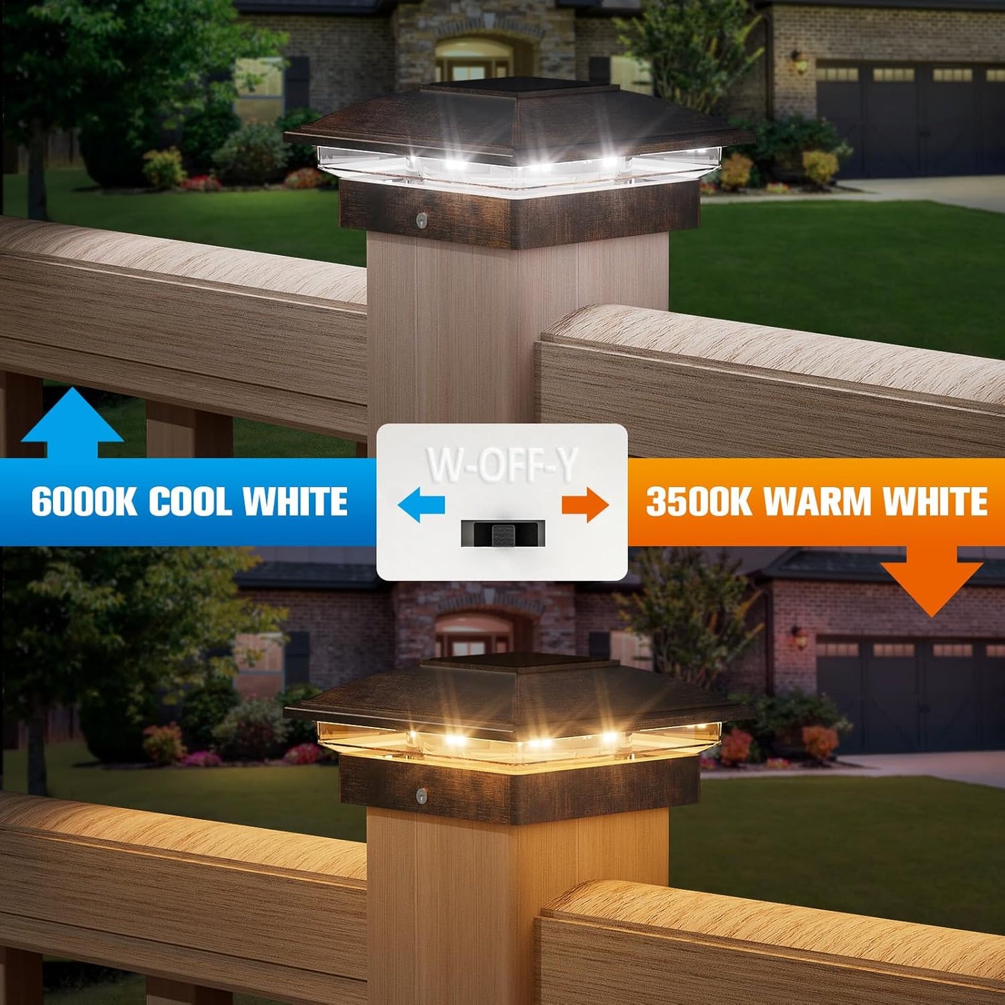 VOLISUN Solar Post Cap Light Outdoor 16pack,Solar Deck Fence - Post Lights Waterproof for 4x4