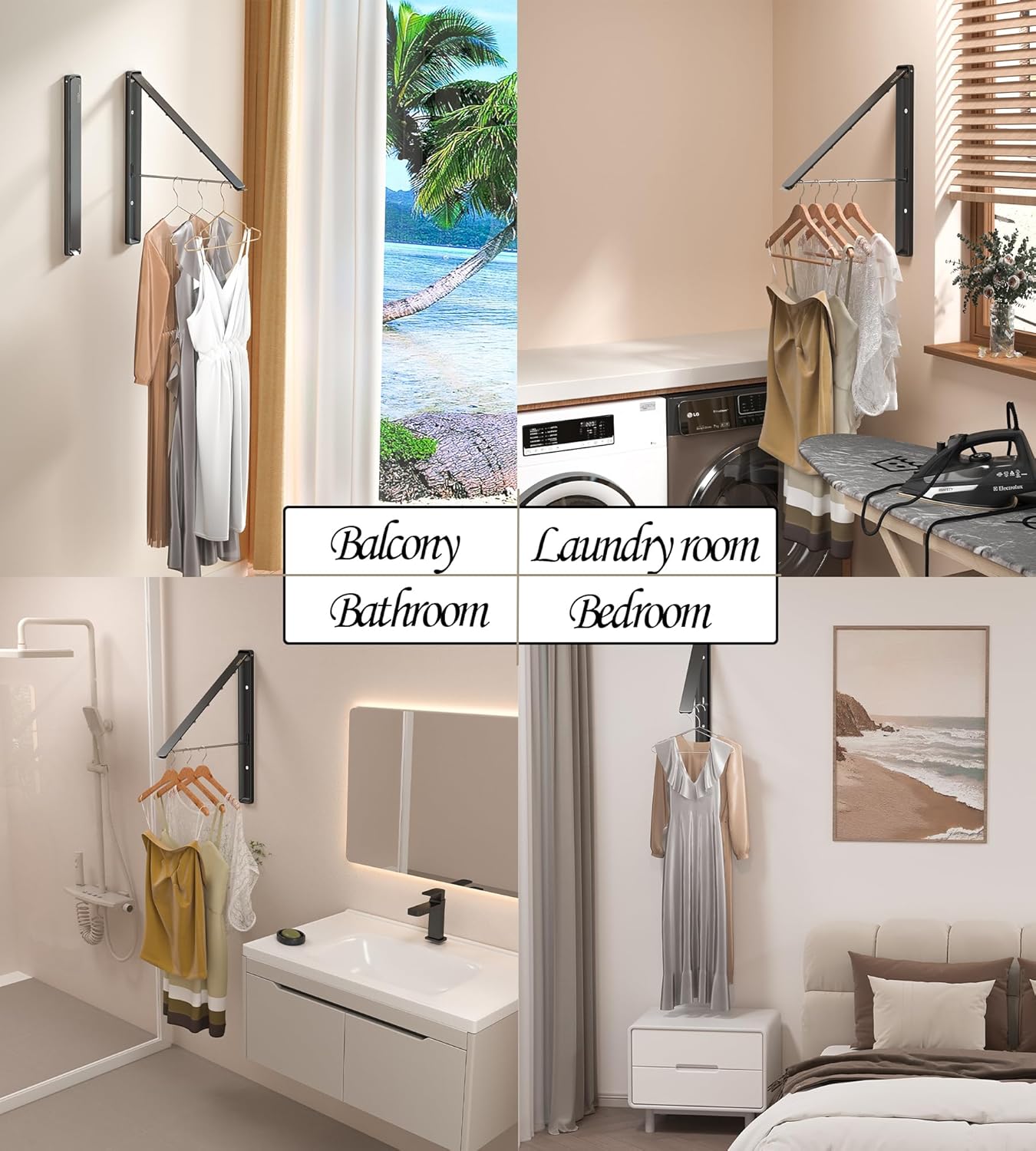 Dr.DJ Clothes Drying Rack Wall Mounted, Retractable & Foldable Clothes Hanger for Laundry Room