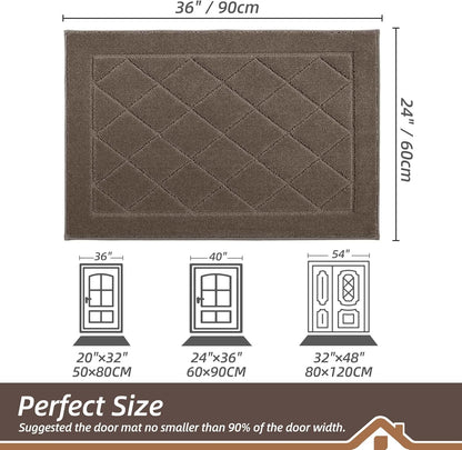 BEQHAUSE Dirt Trapper Door Mat 24" x 36", Doormat Non-Slip Entryway Rugs Washable, Dog Door Mat