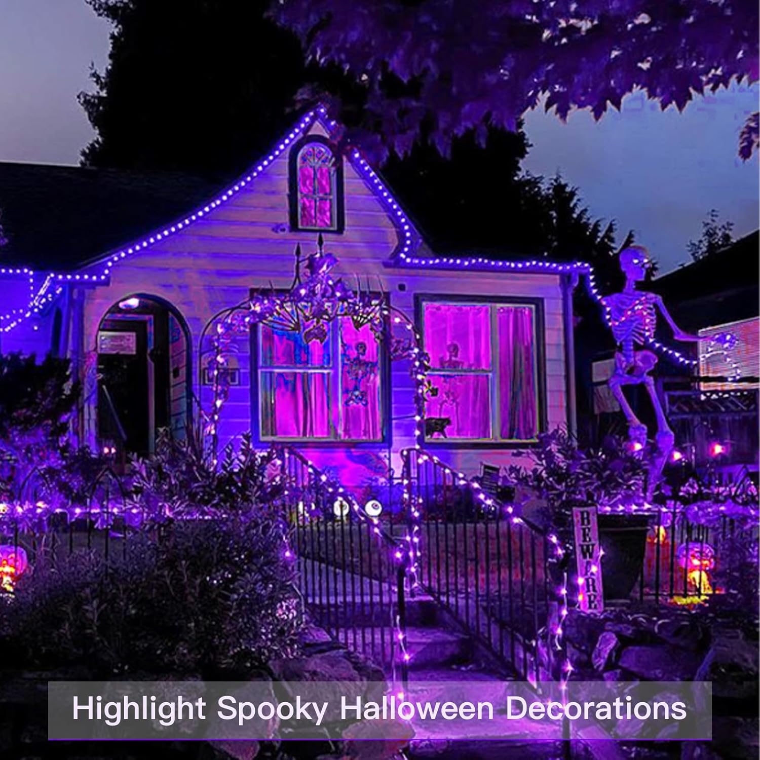 suddus Hallowee Purple Lights Battery Operated, 66ft 200 LED Twinkle Lights Battery Operated