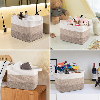 Storage Basket for Organizing, Woven Baskets for Storage, Rectangle Decorative Baskets for Shleves