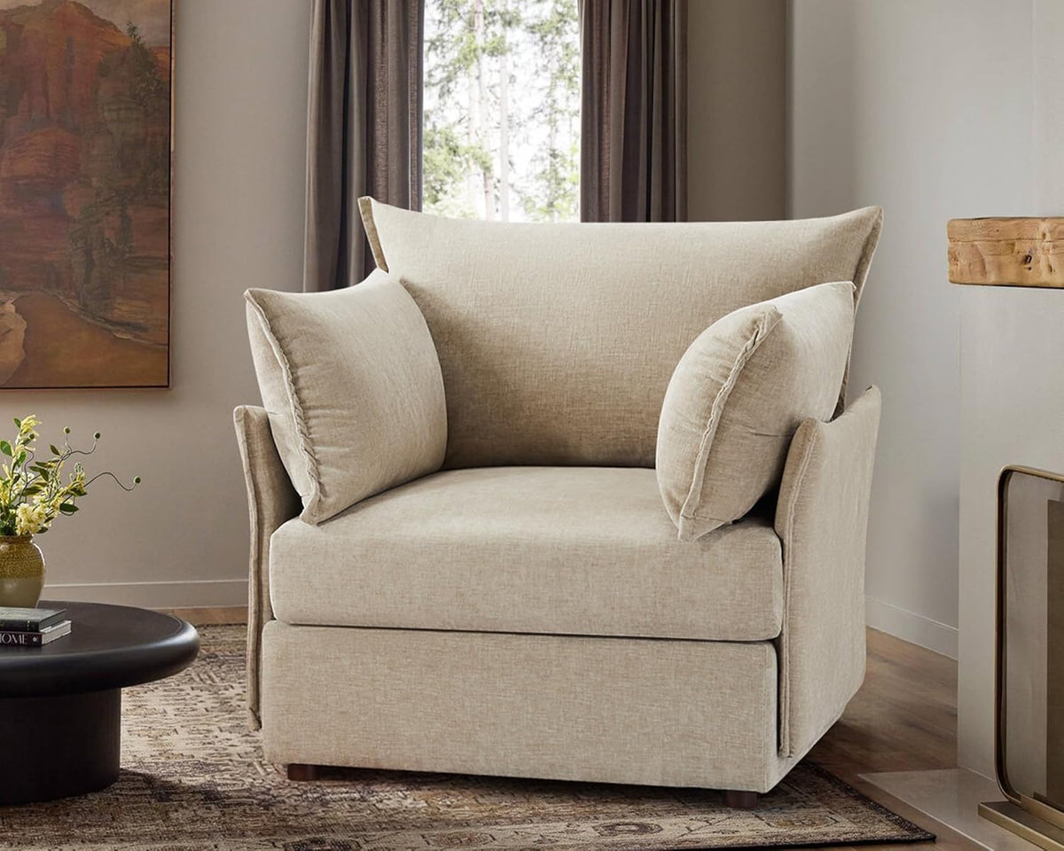 Oversized Accent Chair, Upholstered Modern Sofa Chair with Removable Backrest & Detachable Cover