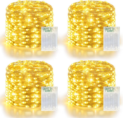 4 Pack 60LED Christmas Fairy Lights Battery Operated - 20FT Twinkle Lights with 2 Lighting Modes