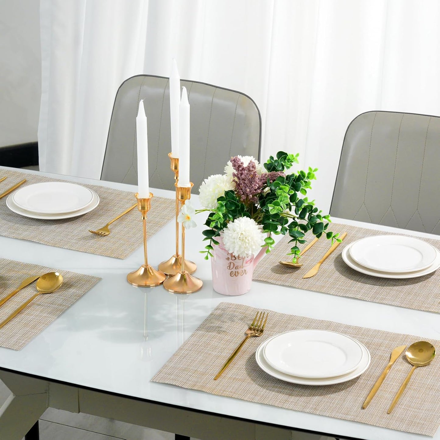 Placemats Set of 8，Non-Slip PVC Weave Table Mats Easy to Clean，Heat Resistant Place Mats for