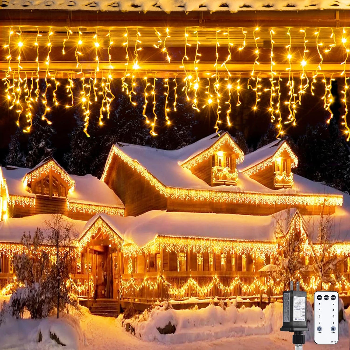 JMEXSUSS Christmas Icicle Lights for Outside-800 LED Warm White Icicle Lights Outdoor Waterproof
