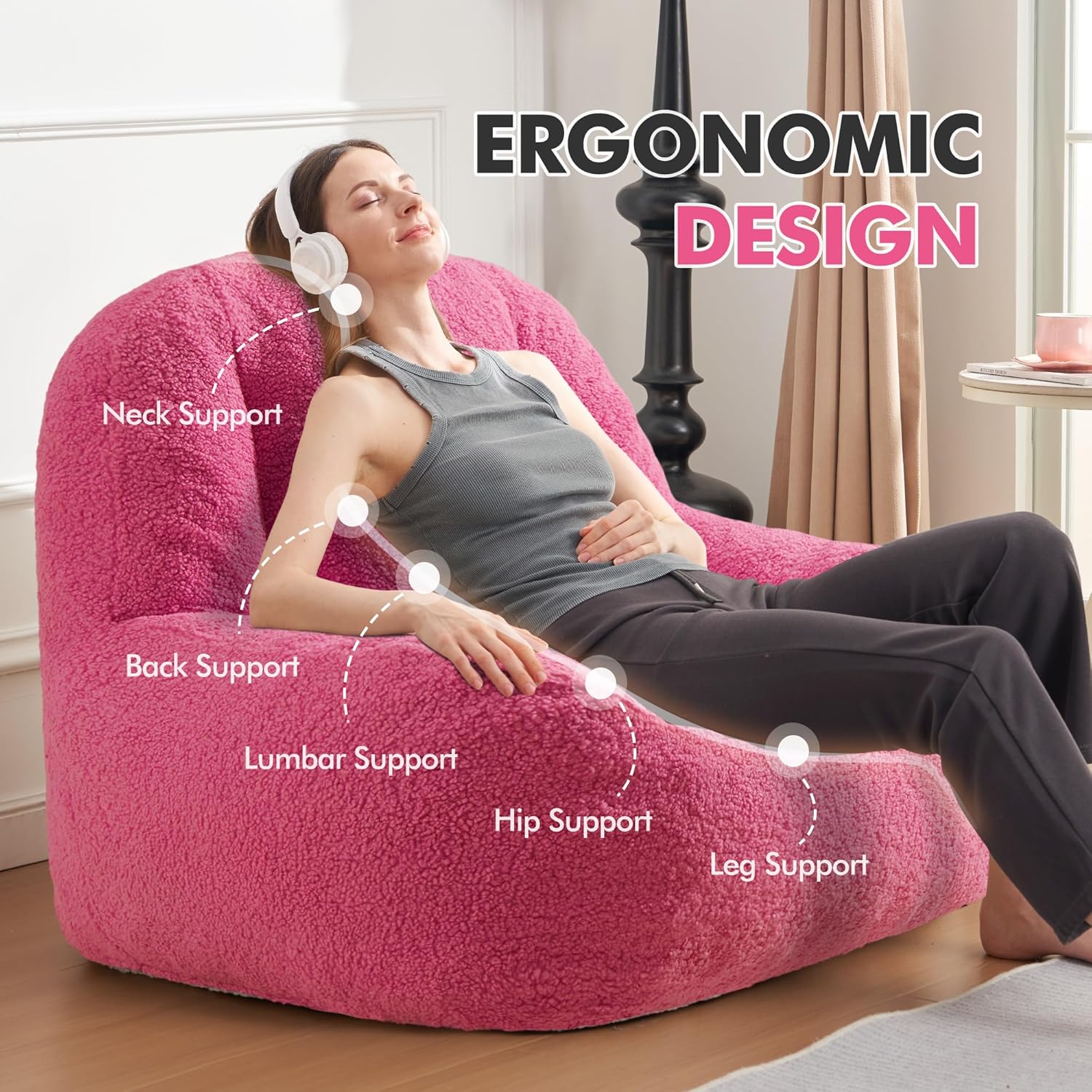 Homguava Bean Bag Chairs for Adults,Giant Beanbag Couch Adult Bean Bag Chair with Filler