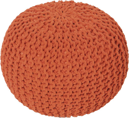 REDEARTH Round Pouf Ottoman - Hand Knitted Cable Boho Poof - Pouffe Circular Footrest for Living